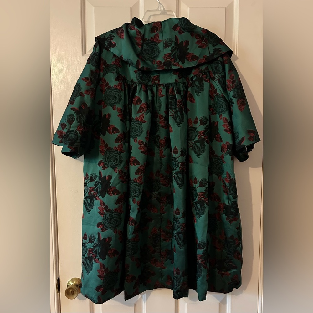 🆕 Buru Floral Print Oversized Point Collar 3/4 Sleeve Side Pocket Car Coat - Picture 10 of 10